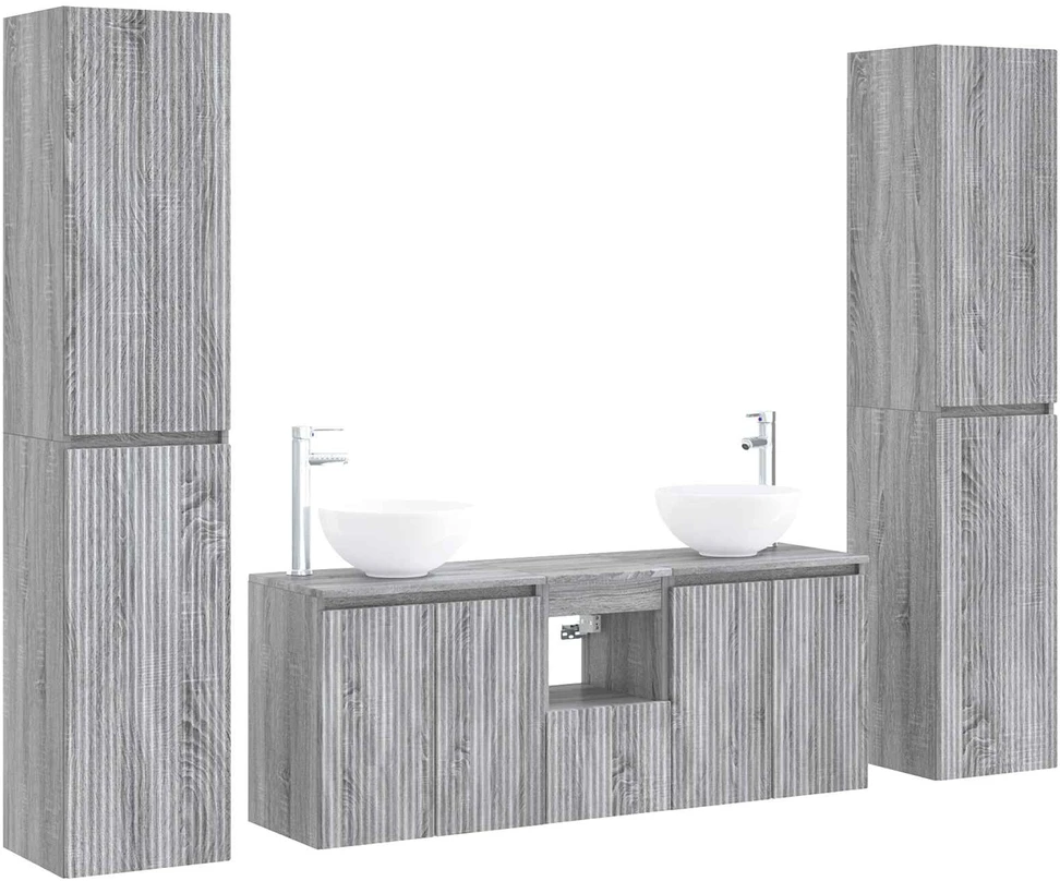 Vonios baldų rinkinys 5 vnt. Pilka Sonoma 33 x 34,5 x 160 cm