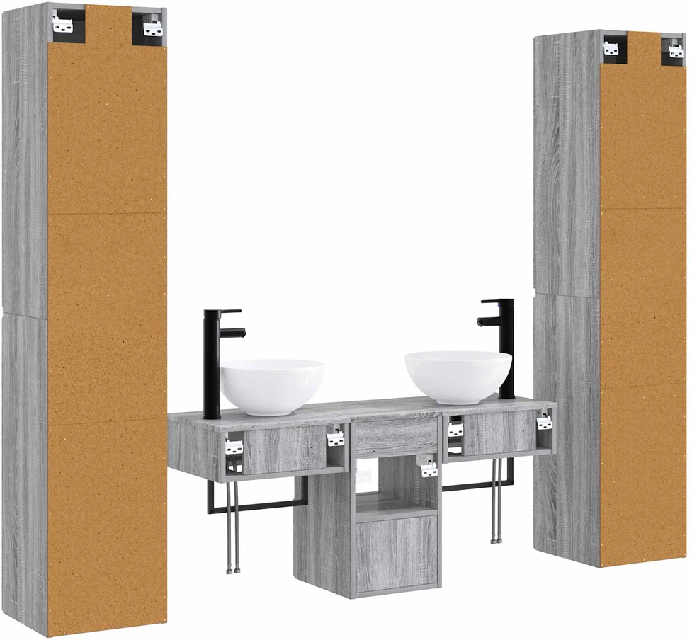 Vonios baldų rinkinys 5 vnt. Pilka Sonoma 33 x 34,5 x 160 cm