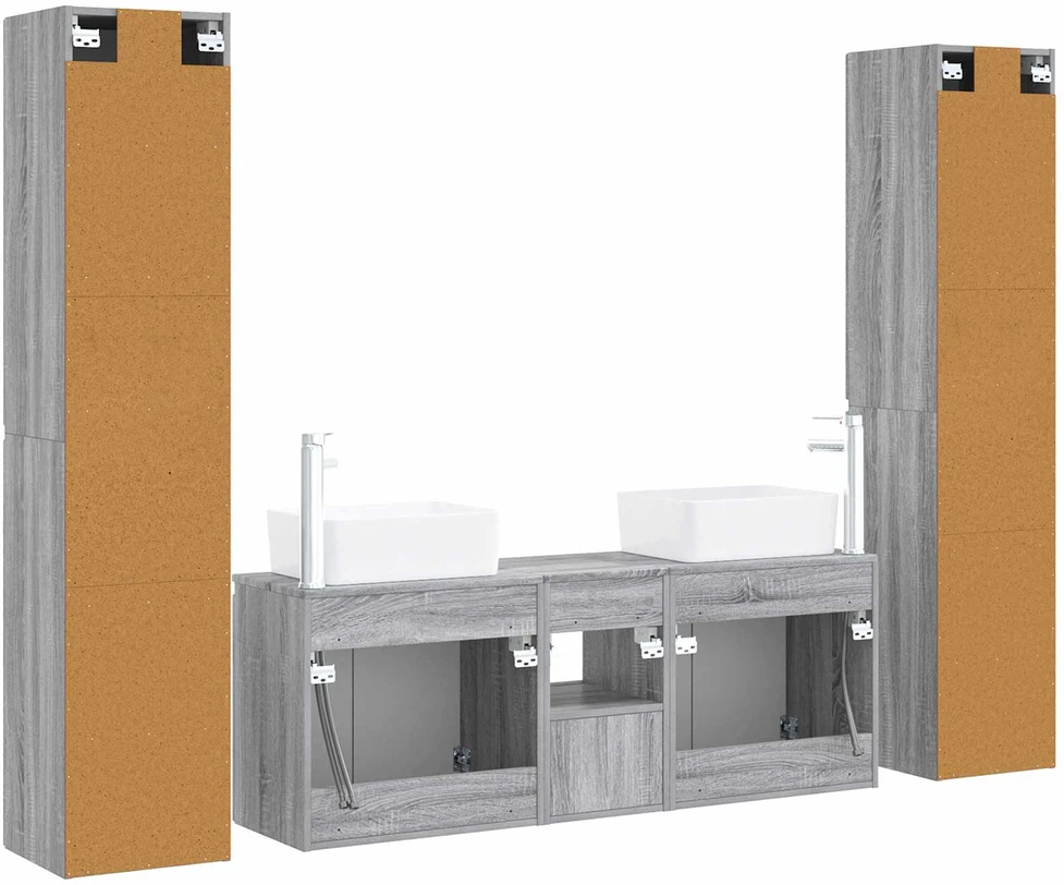 Vonios baldų rinkinys 5 vnt. Pilka Sonoma 33 x 34,5 x 160 cm