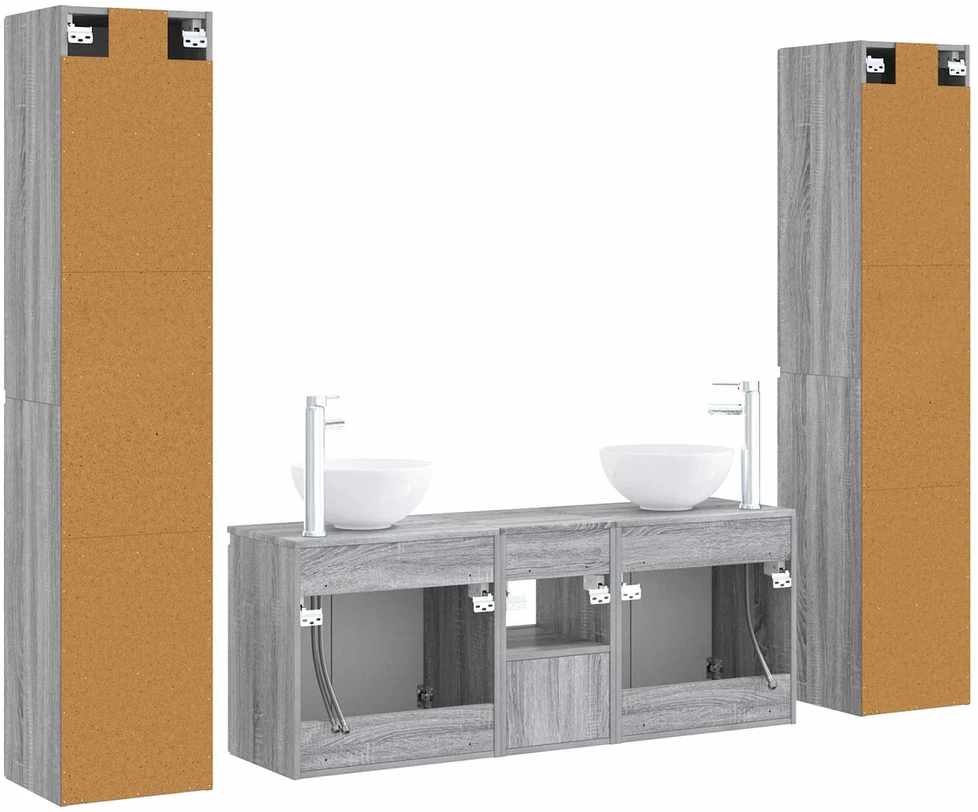 Vonios baldų rinkinys 5 vnt. Pilka Sonoma 33 x 34,5 x 160 cm
