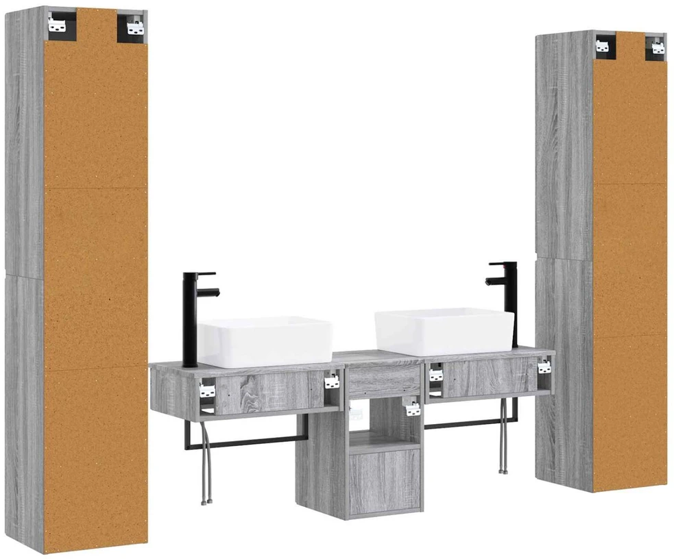 Vonios baldų rinkinys 5 vnt. Pilka Sonoma 33 x 34,5 x 160 cm