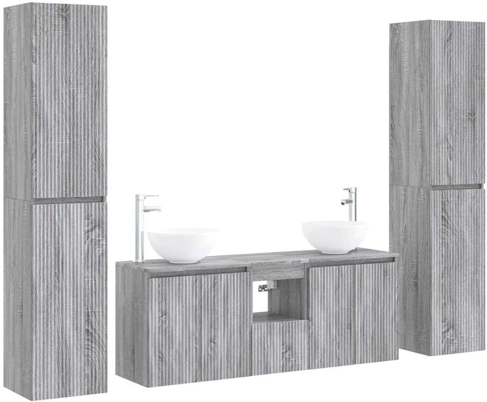 Vonios baldų rinkinys 5 vnt. Pilka Sonoma 33 x 34,5 x 160 cm