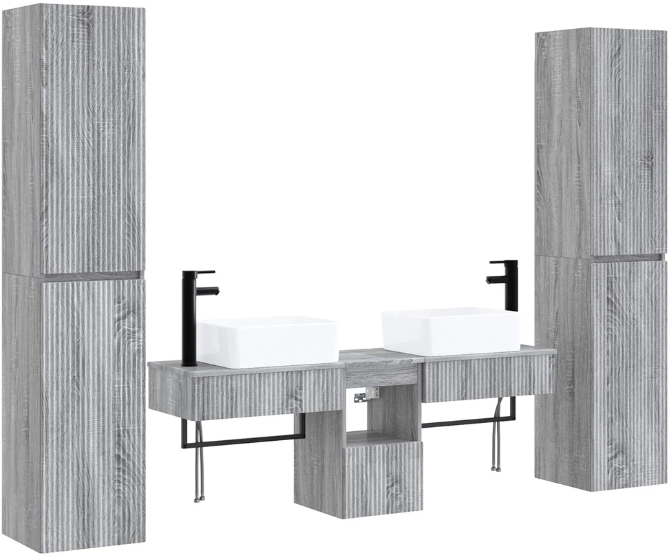 Vonios baldų rinkinys 5 vnt. Pilka Sonoma 33 x 34,5 x 160 cm