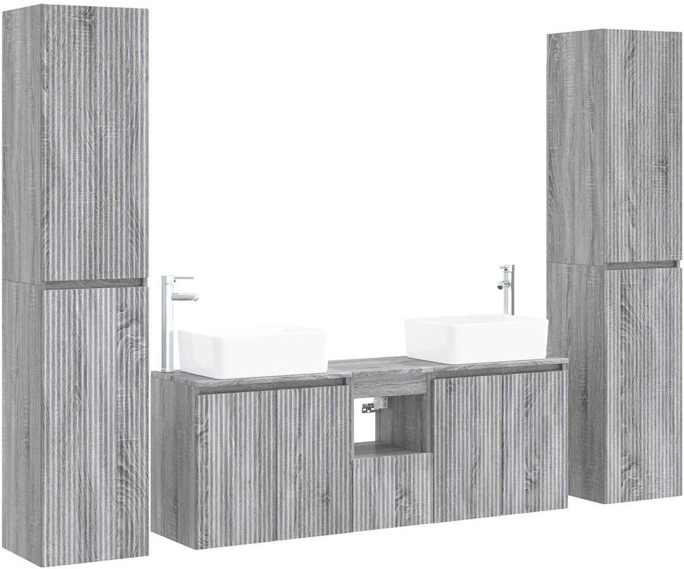 Vonios baldų rinkinys 5 vnt. Pilka Sonoma 33 x 34,5 x 160 cm