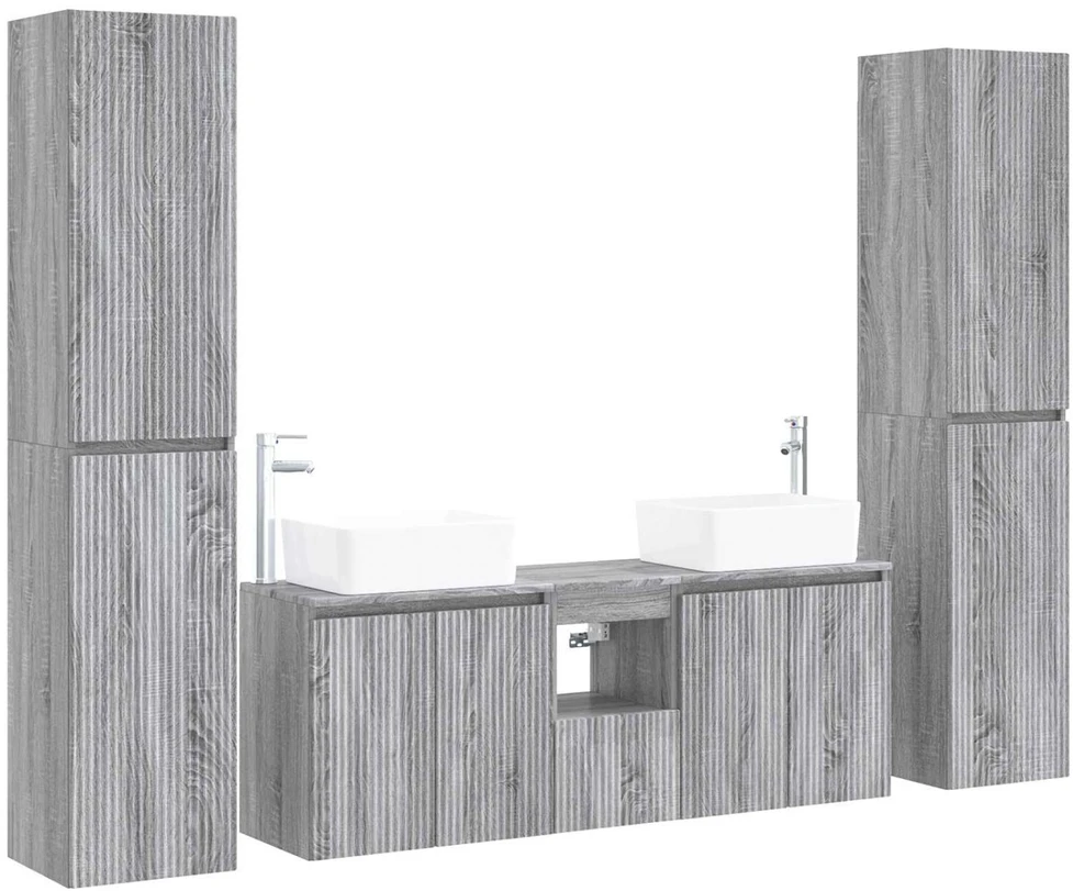Vonios baldų rinkinys 5 vnt. Pilka Sonoma 33 x 34,5 x 160 cm