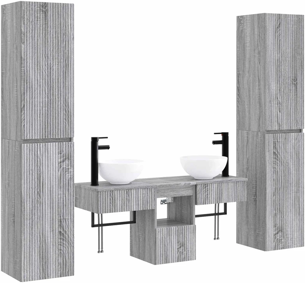 Vonios baldų rinkinys 5 vnt. Pilka Sonoma 33 x 34,5 x 160 cm