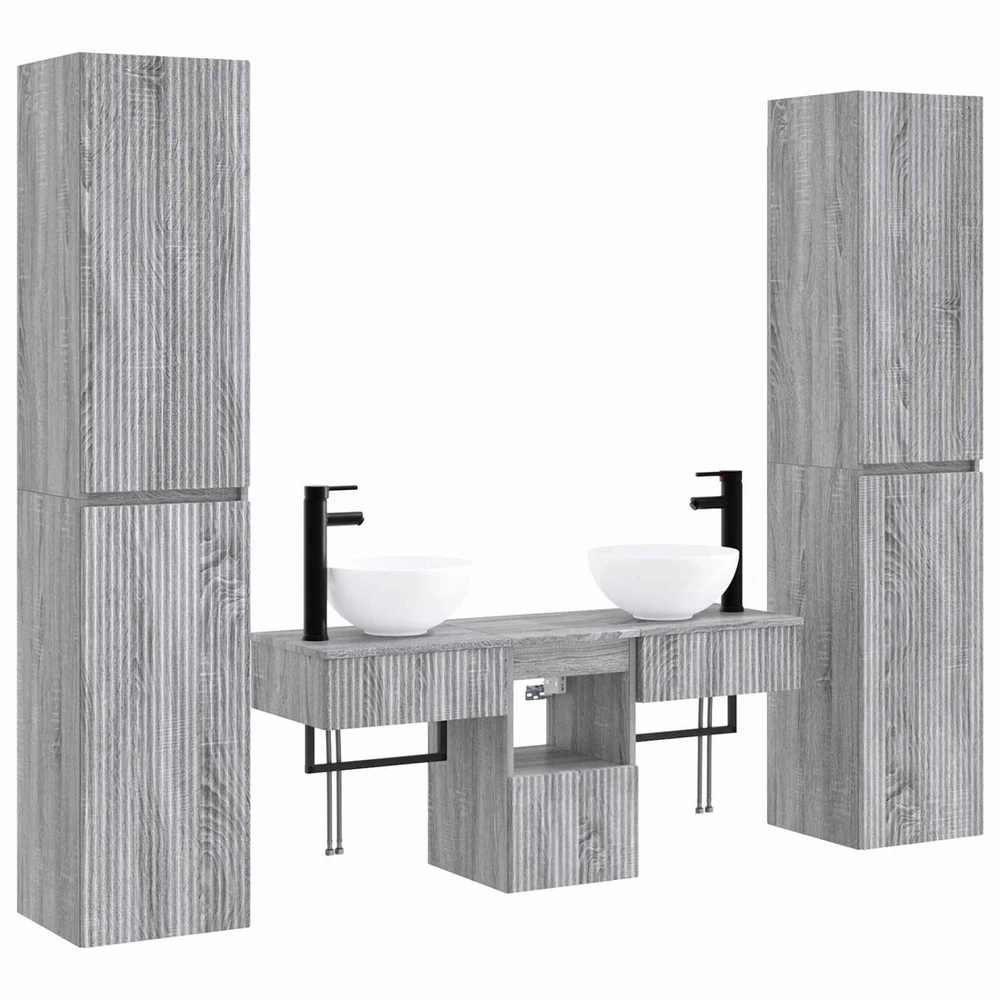 Vonios baldų rinkinys 5 vnt. Pilka Sonoma 33 x 34,5 x 160 cm