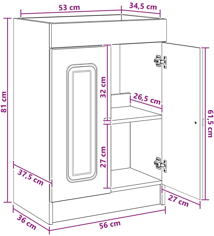 Vonios baldų rinkinys Betono pilka 56 x 37,5 x 81 cm