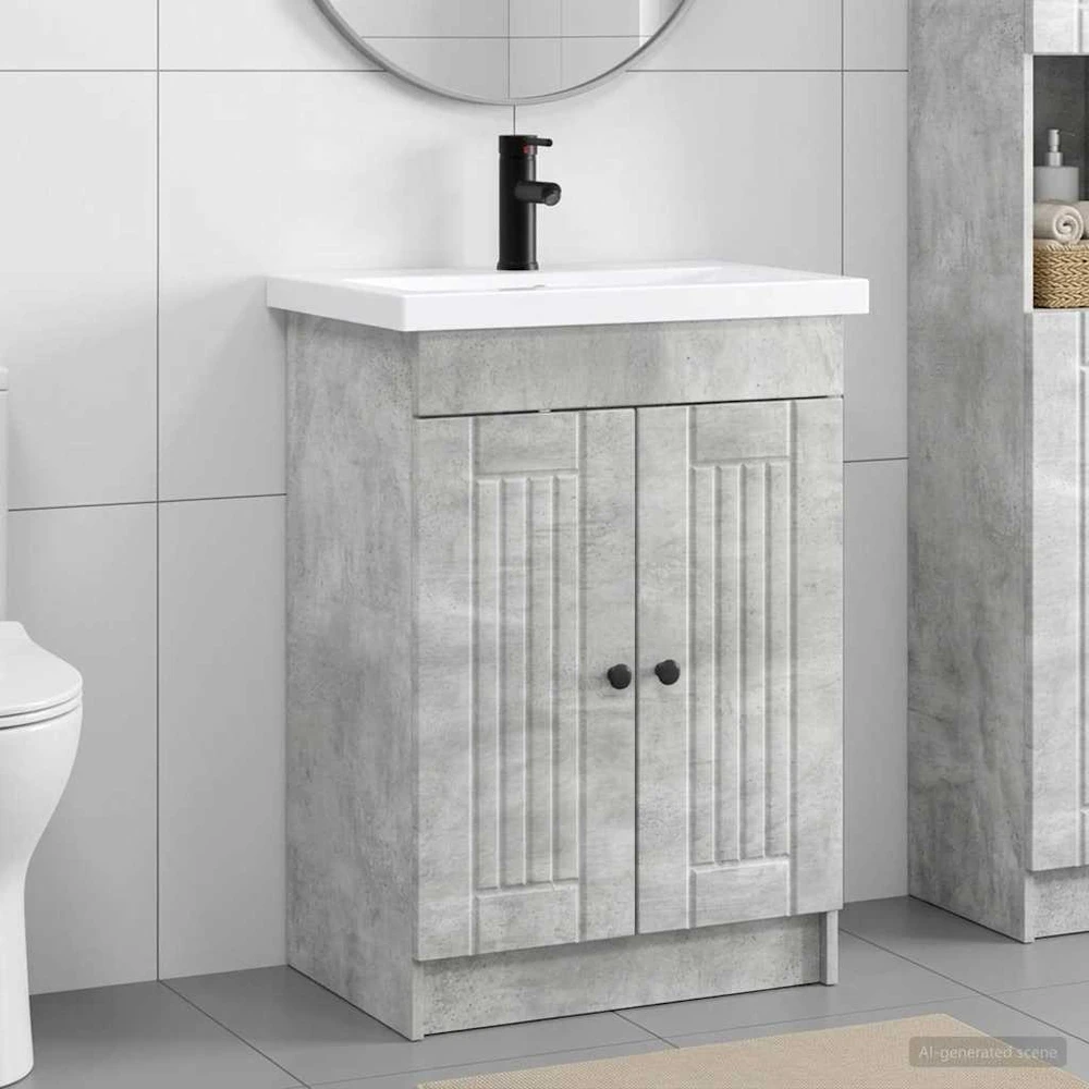 Vonios baldų rinkinys Betono pilka 56 x 37,5 x 81 cm