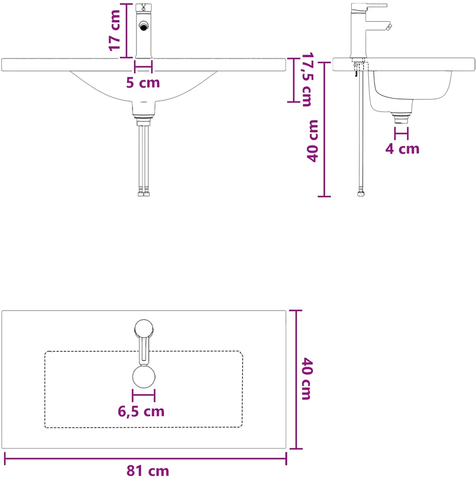 Vonios baldų rinkinys Betono pilka 78,5 x 37,5 x 81 cm