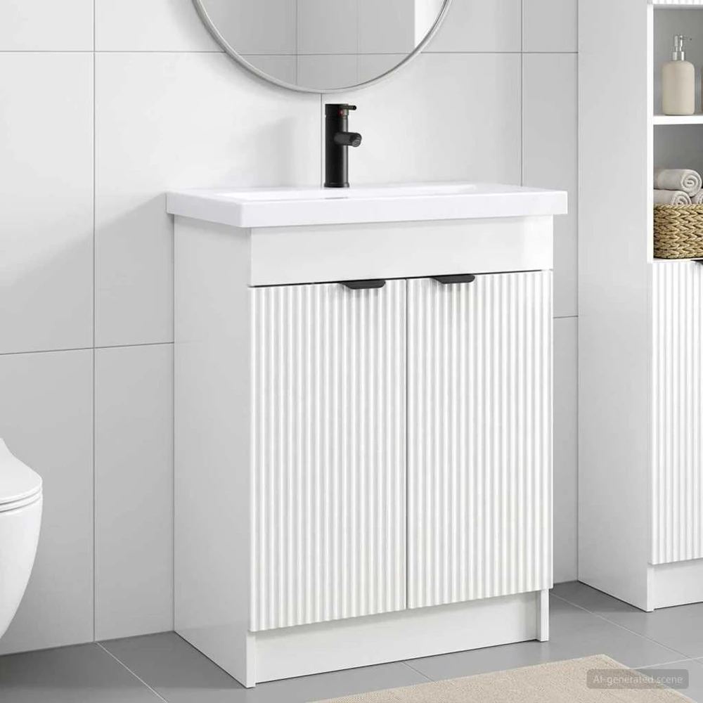 Vonios baldų rinkinys Itin blizgi balta 56 x 37,5 x 81 cm