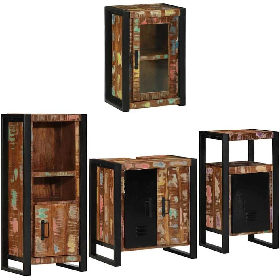Vonios baldų rinkinys 4 vnt. Įvairiaspalvis 55 x 35 x 60 cm (Atnaujinta)