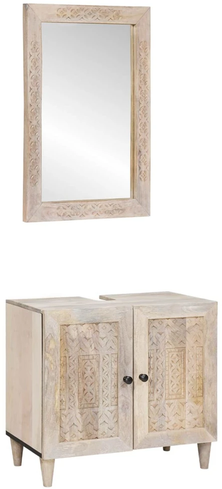 Vonios baldų rinkinys 2 vnt. Balta 62 x 33 x 58 cm