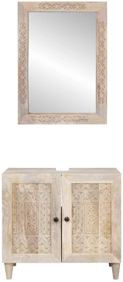Vonios baldų rinkinys 2 vnt. Balta 62 x 33 x 58 cm
