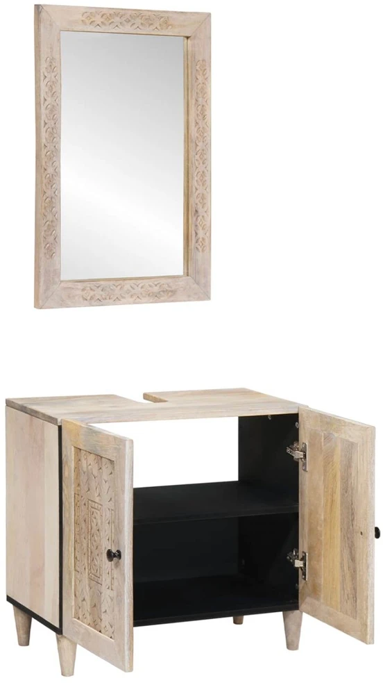 Vonios baldų rinkinys 2 vnt. Balta 62 x 33 x 58 cm
