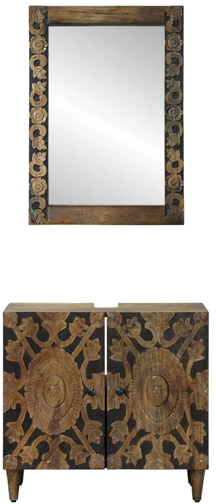 Vonios baldų rinkinys 2 vnt. Ruda 62 x 33 x 58 cm