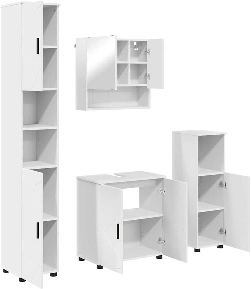 Vonios baldų rinkinys 4 vnt. Balta 61 x 35 x 64 cm