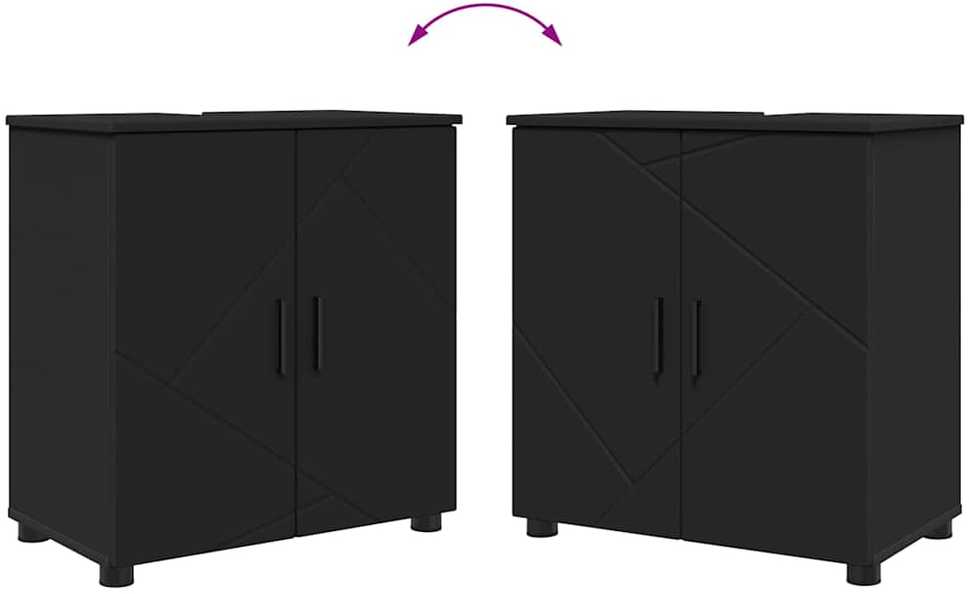 Vonios baldų rinkinys 4 vnt. Juoda 61 x 35 x 64 cm
