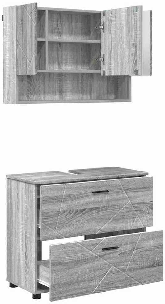 Vonios baldų rinkinys 2 vnt. Pilkas Sonoma 76,5 x 35 x 64 cm