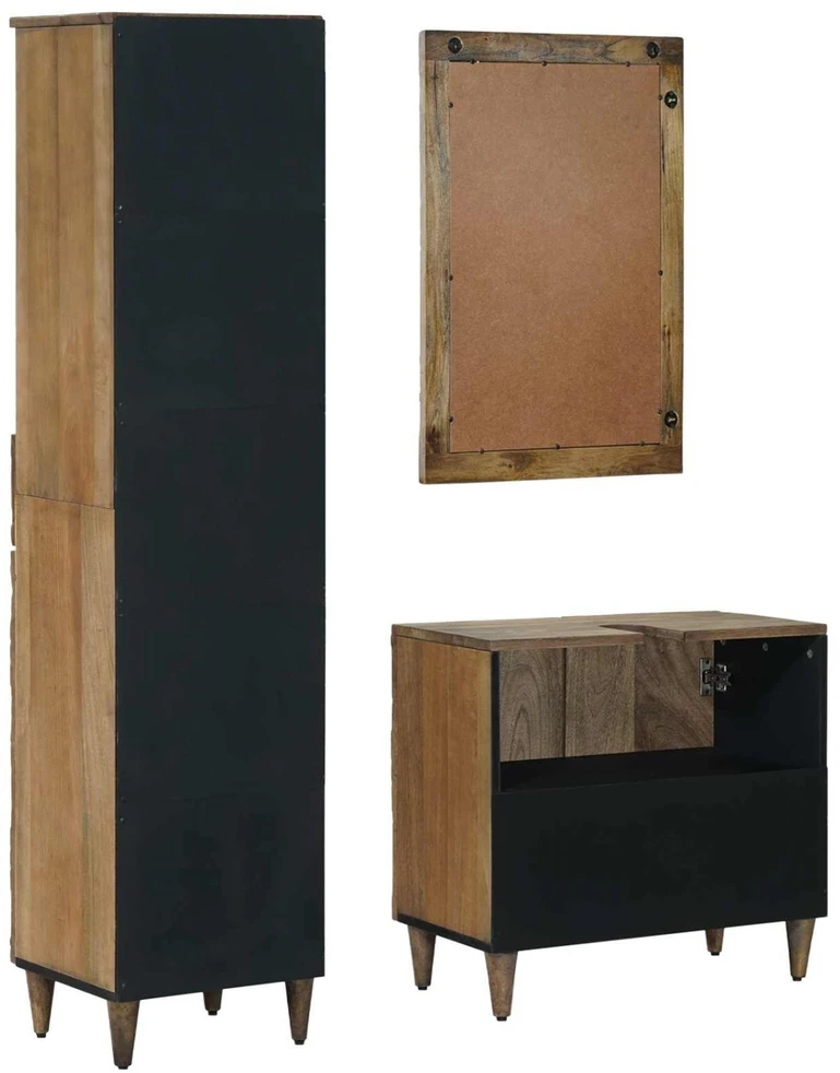 Vonios baldų rinkinys 3 vnt. Ruda 62 x 33 x 58 cm