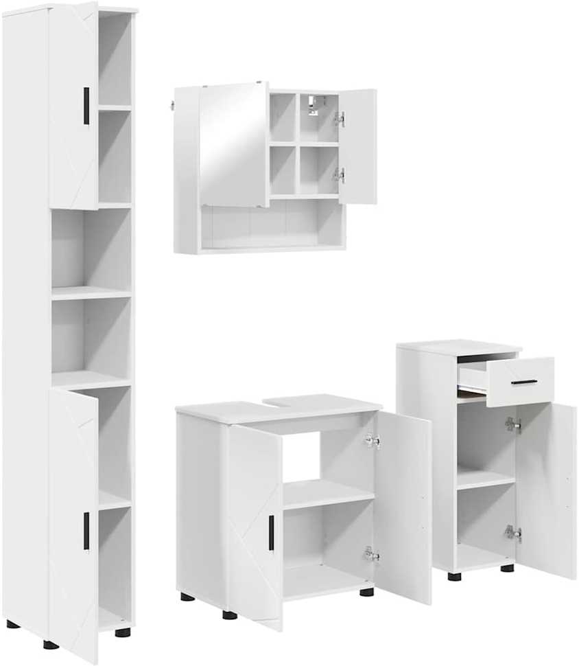 Vonios baldų rinkinys 4 vnt. Balta 61 x 35 x 64 cm