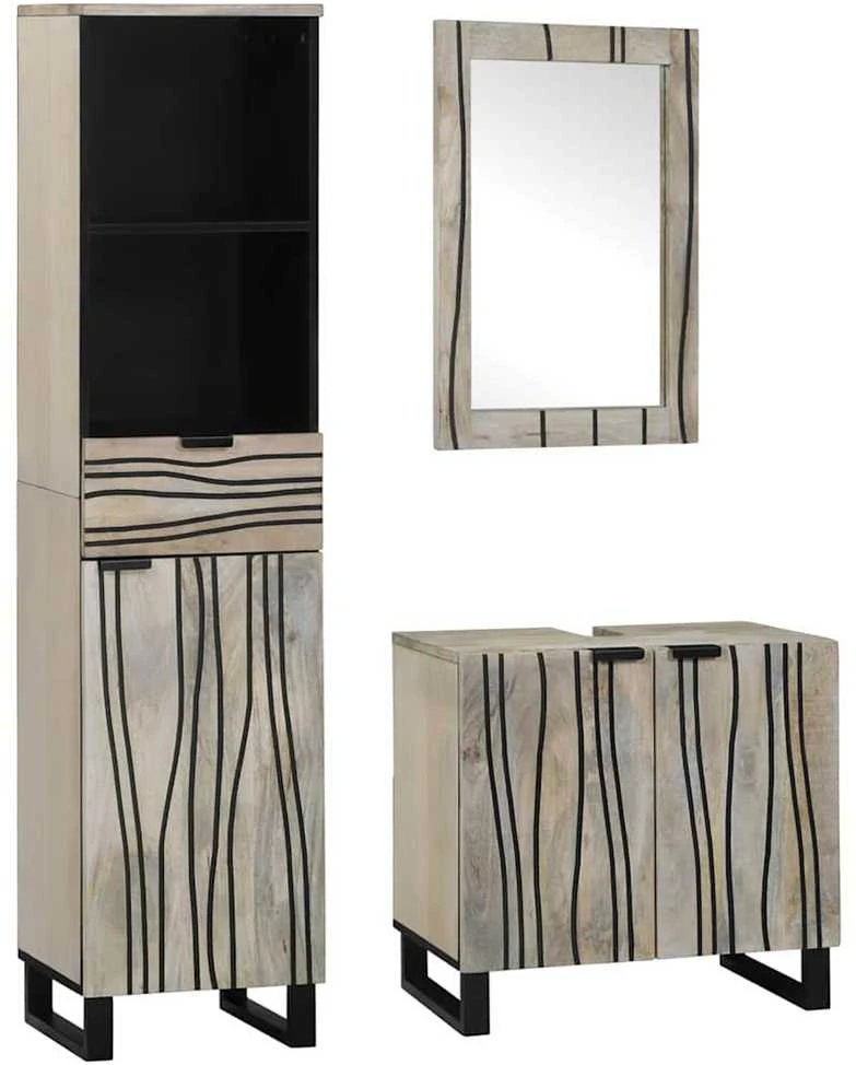 Vonios baldų rinkinys 3 vnt. Balta 38 x 33 x 160 cm