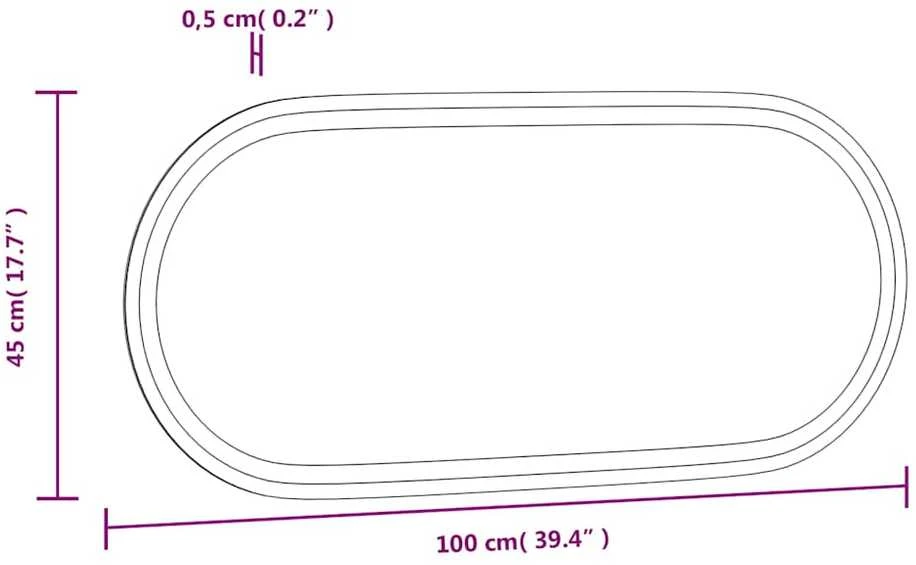Vonios kambario LED veidrodis, 100x45cm, ovalus