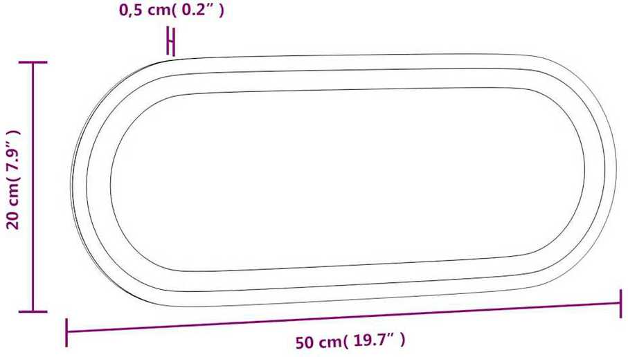 Vonios kambario LED veidrodis, 50x20 cm, ovalus
