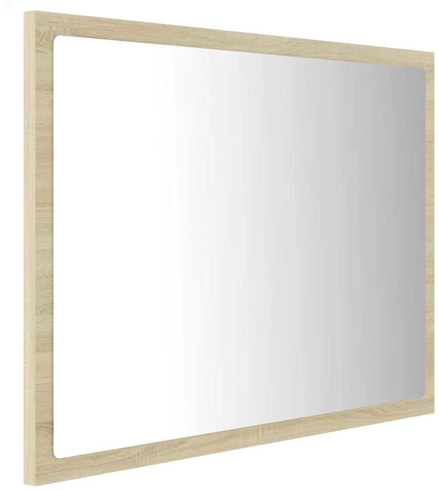 Vonios kambario LED veidrodis, ąžuolo, 60x8,5x37cm, akrilas