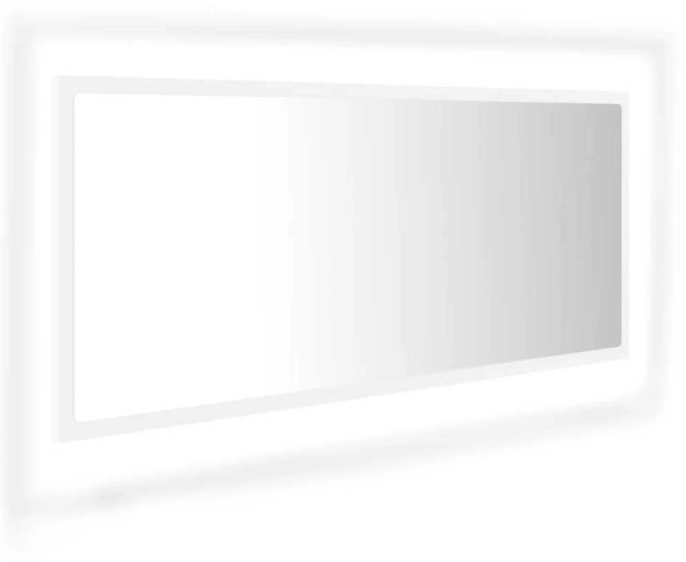 Vonios kambario LED veidrodis, baltas, 100x8,5x37cm, akrilas