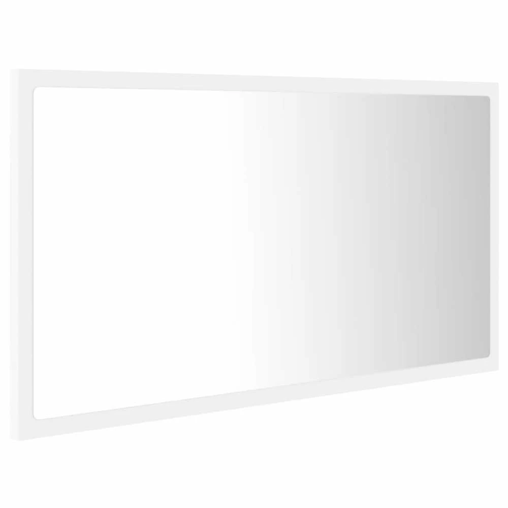 Vonios kambario LED veidrodis, baltas, 80x8,5x37cm, akrilas