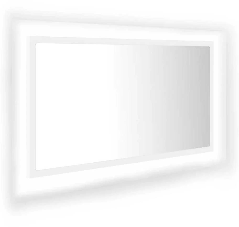 Vonios kambario LED veidrodis, baltas, 80x8,5x37cm, akrilas