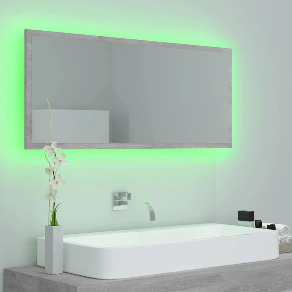 Vonios kambario LED veidrodis, betono, 100x8,5x37cm, akrilas