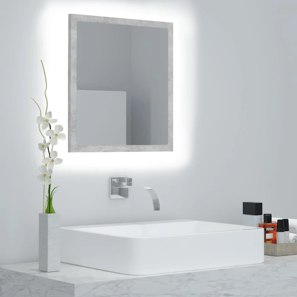 Vonios kambario LED veidrodis, betono, 40x8,5x37cm, akrilas