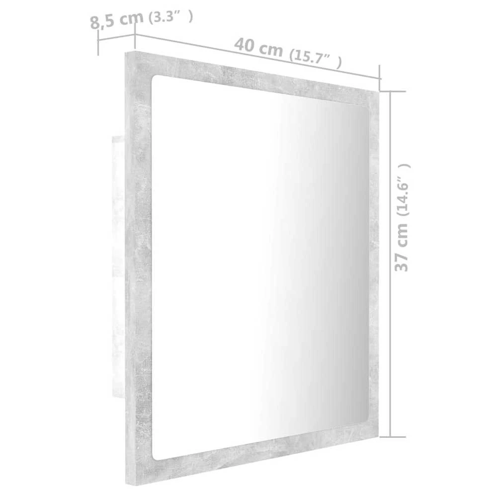 Vonios kambario LED veidrodis, betono, 40x8,5x37cm, akrilas