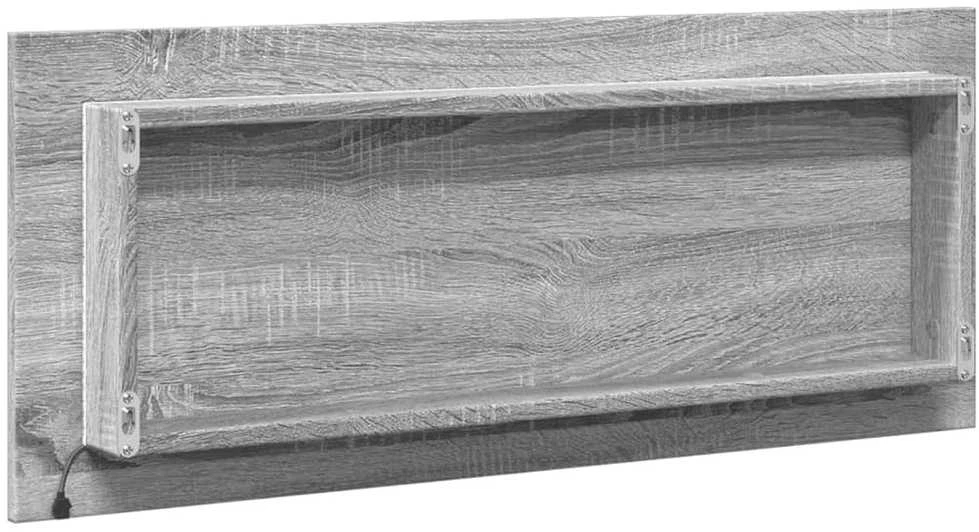 Vonios kambario LED veidrodis, pilkas, 100x8,5x37cm, mediena