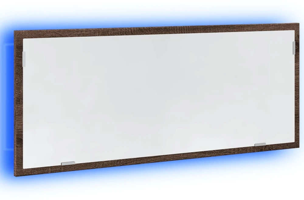 Vonios kambario LED veidrodis, rudas, 100x8,5x37cm, mediena