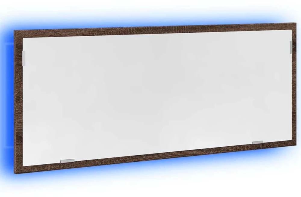 Vonios kambario LED veidrodis, rudas, 100x8,5x37cm, mediena