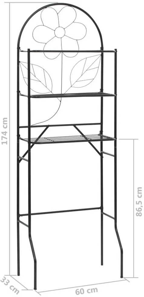 Vonios kambario lentyna, juoda, 60x33x174 cm
