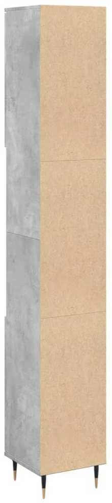 Vonios kambario spintelė, betono pilka, 30x30x190cm, mediena