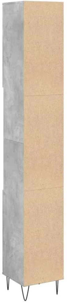 Vonios kambario spintelė, betono pilka, 30x30x190cm, mediena
