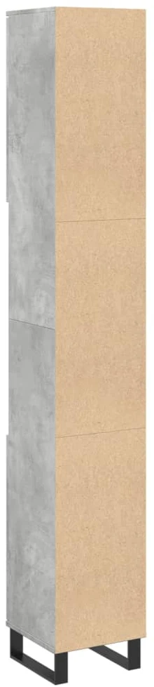 Vonios kambario spintelė, betono pilka, 30x30x190cm, mediena