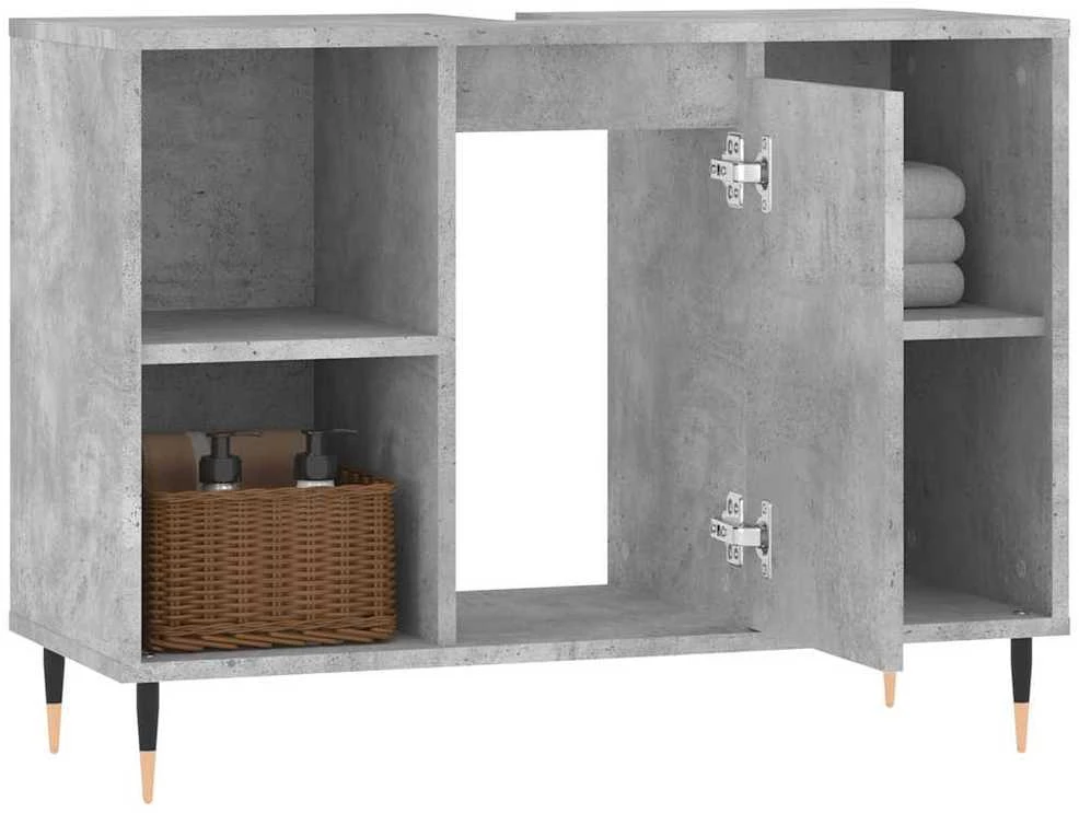 Vonios kambario spintelė, betono pilka, 80x33x60cm, mediena