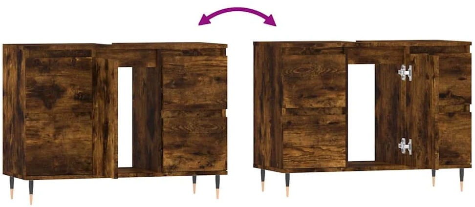 Vonios kambario spintelė, dūminio ąžuolo, 80x33x60cm, mediena