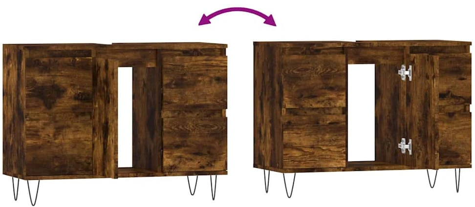 Vonios kambario spintelė, dūminio ąžuolo, 80x33x60cm, mediena