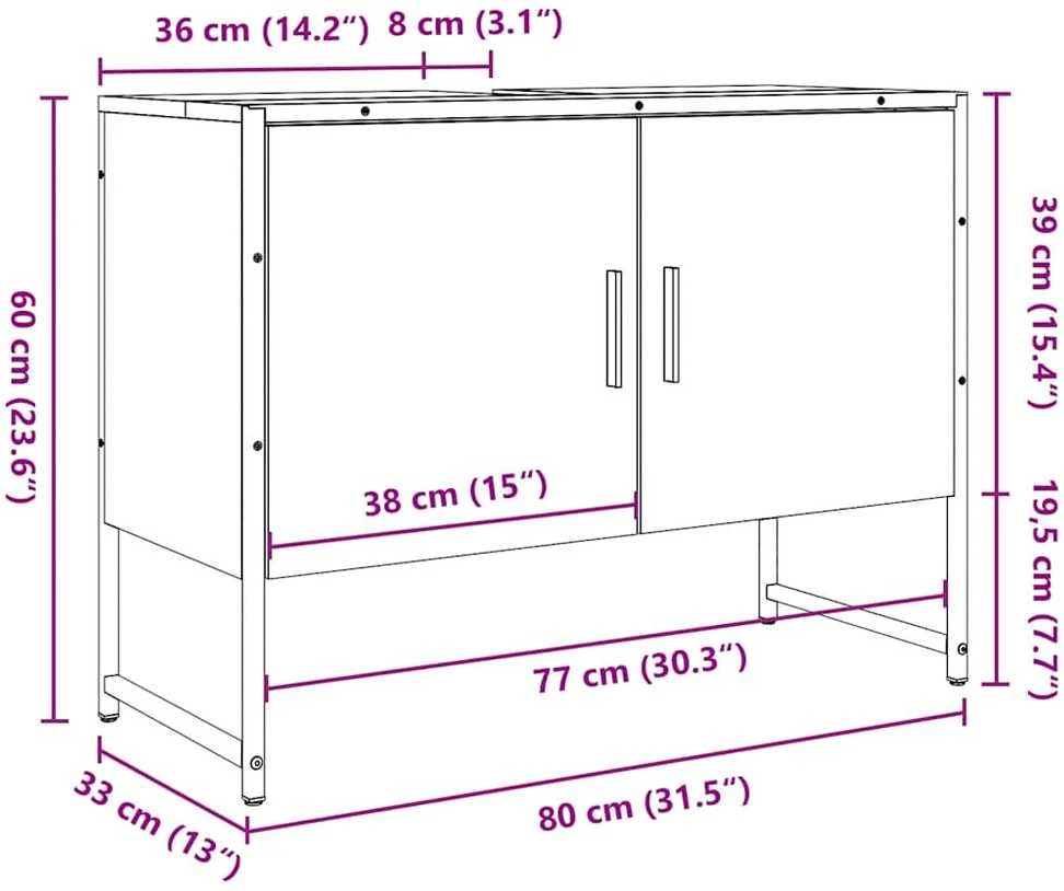 Vonios kambario spintelė, medienos, 80x33x60cm, mediena