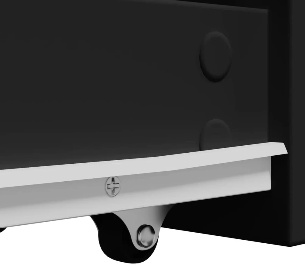Vonios kambario spintelė su ratukais, juoda, apdirbta mediena