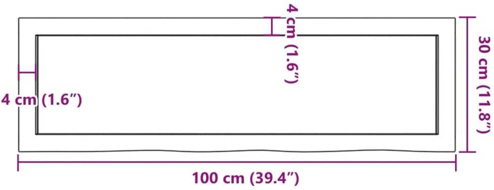 Vonios kambario stalviršis, 100x30x(2-4) cm, medienos masyvas