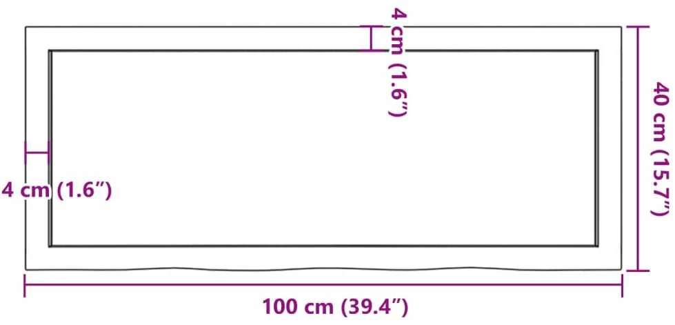 Vonios kambario stalviršis, 100x40x(2-4) cm, medienos masyvas
