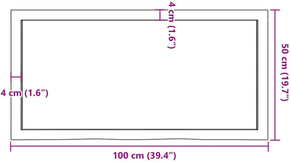 Vonios kambario stalviršis, 100x50x(2-6) cm, medienos masyvas
